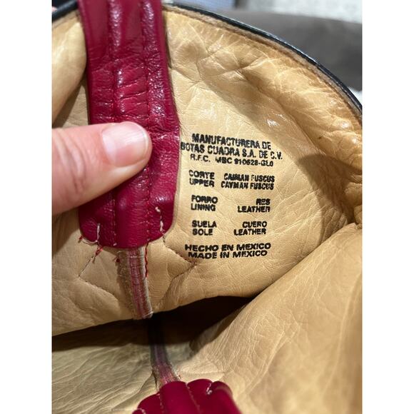 VTG Wild Wild West Red Cayman Fuscus Leather Cowboy Boots Western Snip Toe 7.5 - Picture 11 of 13